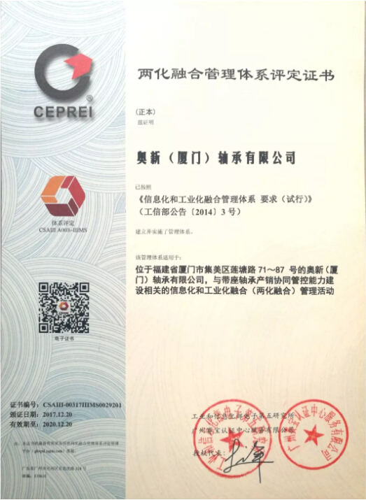 Дочірня корпорація FK Ao Xin Bearing отримує сертифікат IIIMS